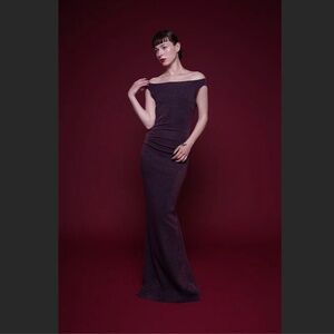 Chiara Boni La Petite Robe rouched black mesh neckline gown 38